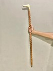 Victorian Dog Brass Handle Walking Stick 3 Fold Rosewood Cane Vintage Gift
