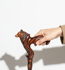 Hand Carved Wolf Head Wooden Walking Stick - 37  Luxury Cane  Heavy Duty