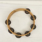 Old Classic Wooden Tambourine Hand Made 8    Double Row 14 Brass Jingle Sets Rare