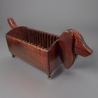 Rare Bombay Co  Dachshund Weanie Dog Shaped Cd Holder Mahogany Dark Wood Vintage