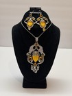 Sterling Silver 925 Moonface Goddess Princess Bali Pendant Necklace Earrings Set