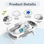 Portable Baby Bathtub Collapsible Infant Bath Tub Newborn Toddler Travel Grey
