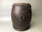 Y7801 Hibachi Charcoal Brazier Drum Edo Period Japan Antique Interior Decor