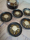 Vintage Mcm Otagiri Gold Tree Coaster Set With Case Set Of 6 Japan