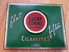 Lucky Strike Flat Fifties Cigarette Tin Advertising Tobacco Tin Vintage