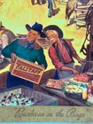 Vintage Falstaff Beer Barbeque Range Menu Cover Western Brand Cowboy Advertising