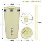 Bjpkpk 18 Oz Coffee Tumbler With Straw  Insulated Stainless Steel Cup