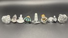 Lot Of 9 Vintage Glass Bottle Stoppers All Different Shapes   Colors Pretty 