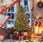 7 5ft Pre-lit Green Christmas Tree 1000 Tips 250 Led Xmas Party Decoration