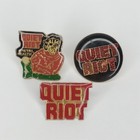 Vintage 1980s Quiet Riot Enamel Badge Pin Set Of 3 Rock Band Curio New Arrival