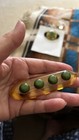 Vintage Art Deco Large Lucite Green Polka Dot Bakelite Apple Juice Brooch