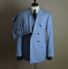 Blue Men s Suits Peak Lapel Double Breasted Business Casual For Groom Wedding