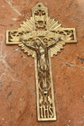 Brass Vintage Ornate Crucifix Cross Ihs My Mercy Jesus 9 25  Wall Hanging Euc