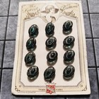 Antique 3 8  Blue Glass Buttons 12 On Card Latest Style In Vtg Czechoslovakia
