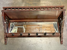 Antique Oak Leaf Motif Hall Wall Mount Coat Hat Rack Shelf Beveled Mirror 42 