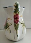 Hand Painted Portugal Pottery Pitcher Vase Vintage Floral 1967 Decorative