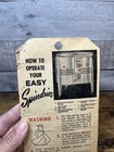 Vintage Easy Spindrier Washing Machine Hang Tag Instructions Mid Century