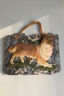Vintage Rough Collie Dog Resin Wall Plaque Plinth Rustic Sheltie Sign 20x15cm