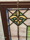 Antique Victorian Leaded Stained Glass Window With Jewels And Fleur De Lis