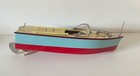 Vintage 1950 s Cruiser Battery Operated Painted Wood Toy Boat  Super Sharp Japan