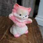 Vintage Kitten Rubber Squeak Toy  Squeaky Baby Toy  Pink And White