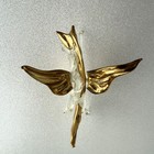 Vintage Pegasus Horse Art Glass Figurine Gold Tone Wings Tail