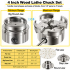 4 Inch Wood Lathe Chuck Set 1  X 8 Tpi Thread Self Centering 4 Jaw Wood Turning