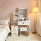 Modern Vanity Desk With Mirror And Lights Makeup Vanity Table With Stool White