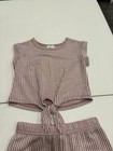 Lily Bleu Girls 3t 2pc Pink white Striped Tie Crop Top   Pants Set