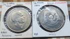 2 Jordan 1 4 Dinar Coins  1969 Hussein   1977 Silver Jubilee  Copper-nickel