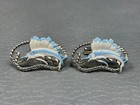 Vintage Enamel Figural Sword Fish White Gold Plated Cuff Links
