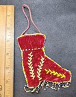 Antique Native America Iroquois Beaded Large 9    Pin Cushion Boot Whimsy Indian