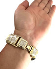 Men s 14k Gold Plated 22mm Hip Hop Thick Bracelet Iced Cz High-end Jewelry 8 
