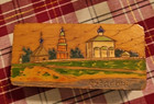 Vintage Soviet Era Wooden Trinket Box - Hand-painted Scenery   Carvings A 14010