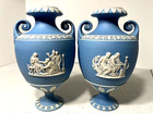 Rare -late 19th C - Wedgwood Blue Jasperware-vase  1015  sporting Love  - Pair