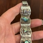 Vintage Taxco Mexico Abalone Shell Sterling Silver Panel Bracelet 7 5 Inch