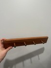 Vintage Wooden Wall Peg Rack 4 Hooks Green Tips Shaker Farmhouse Coat Hanger