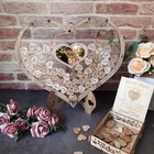 Wooden Guest Book Set Heart Signature Frame W  Stand Wedding Reception Decor New