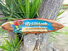 It   s 5 0 clock Somewhere Drinking Parrot Airbrushed Surfboard Wall Plaque 39x10 