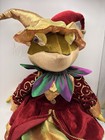 Frog Prince Jester Plush Stuffed Embellished Bells Weighted Shelf Sitter 19 