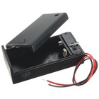 2x 9v Battery Slot Spring Clip Holder Case Plastic With On off Switch Lid Wires