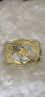 Large Gold   Silver Western Rodeo Belt Buckle