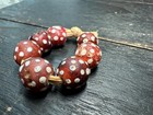 Antique Venetian Skunk Eye Trade Beads  Red African Glass  Set Of 7