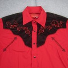 Patronred Label Shirt Mens S Red Black Cito Embroidery Snap Front Western