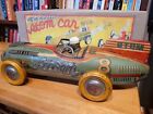 Nice Tin Litho Friction Yonezawa Atom  8 Open Wheel Race Car W  Driver   Box