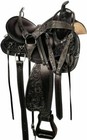 Horse Saddle Western Trail Barrel Show Black Floral Tooled Leather