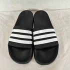 Adidas Adilette Cloudfoam Slides Black White 3-stripes Sandals Mens Size 11