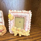 Set Of 2 Baby Teddy Bear Pink Photo Frames Magnets Vtg 90s Nursery Grandparent