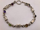 Sterling Silver Mexico Tennis Bracelet With 6 Genuine Gemstones Variety 6 1 2 