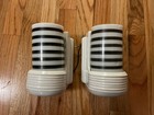 Schoolhouse Electric Cylinder Wall Sconces Pair Black Stripe Milk Glass     Used    